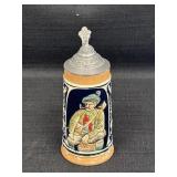 6.5" German Beer Stein Man Smoking a Pipe Scene