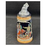 6.5" German Beer Stein  Hunters Scene Ich jag