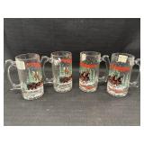 Set of 4 1988 Budweiser Clydesdales glass mugs