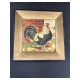 Tam San Designs rooster plate, 10in square,