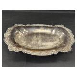 Silver-plated bread tray w/ornate scalloped edge &