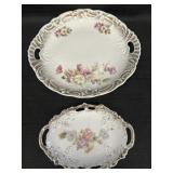 floral porcelain platter and candy dish