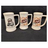 (3) Schlitz Beer Mugs 6in tall x 3in in diameter