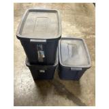 3-18gal Rubbermaid Roughneck Totes w/ Lids