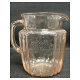 Pink depression glass pitcher w/ floral detail