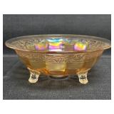 Carnival glass bowl three-footed