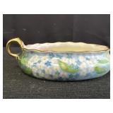 Finger hoop glass candy dish w/ floral design