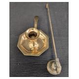 Brass candle items, sniffer & candle holder