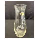 Etched Clear Heart Glass Vase