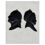 Vtg cast iron silhouettes, George & Martha