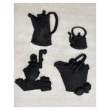 Cast Aluminum Wall Decor, Vtg-farmhouse, Set Of 4