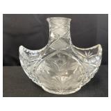 Crystal Basket w/ Etched Rose & Cut Glass