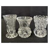 (3) crystal glass toothpick holders