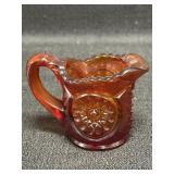 Glass mini creamer Amberina Red color & sunburst
