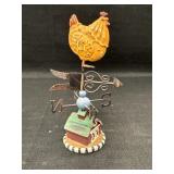 Rustic tabletop metal rooster weathervane w/resin