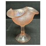 Fenton pink Persian Medallion Compote glass