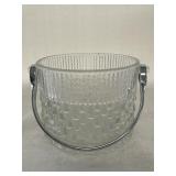 Glass ice bucket w/ metal handle