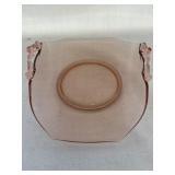 Pink depression glass candy tray with handles