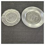 (2) Vintage Pewter Plates