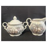 1977 Avon porcelain creamer & sugar bowl w/ lid &