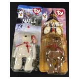 2 Ty Teenie Beanies - Maple & Brittannia Bears,