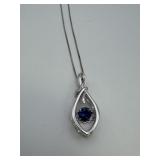 Marked 925 Blue Sapphire Dancing Rhinestone