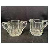pressed glass creamer and sugar bowl set w/ panel