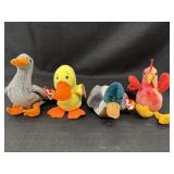 4 Ty Beanie Babies - Honks, Quakers, Jake, &