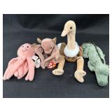 4 Ty Beanie Babies - Inky, Batty, Stretch, &