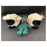 2 Ty Beanie Baby Woolly Lambs & 2001 Jingle Beanie