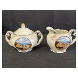 Porcelain Mount Rushmore sugar bowl & creamer