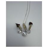 Marked 925 Italy Teardrop Necklace/ Earring Set