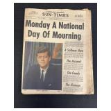 Nov 24, 1963 Chicago Sun-Times Paper- JFK Mourning