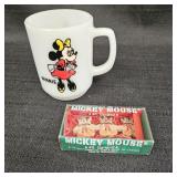Vintage Mickey Garland & Minnie Milk Glass Mug