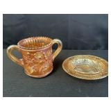 Carnival glass open sugar bowl & marigold