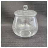 Etched Floral Glass Lidded Jar