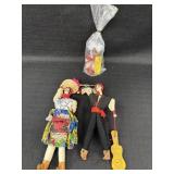 Pair of Portuguese folk art dolls & a Polish folk