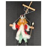 Hand-carved wooden marionette puppet, 9in.,