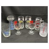 8 liquor/restaurant advertising glasses.  2 pairs