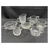 Variety of clear glass creamers & open sugars, non