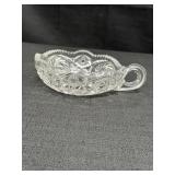 Vtg clear glass nappy bowl, 5in dia.  Several