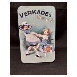 Vtg Verkadeï¿½s Biscuits tin, 8.25 x 5.5 x 2.5in.,