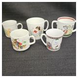 (5) Assorted Vintage Children's Mugs