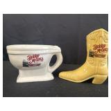 Bobby McGee's Conglomeration ceramic boot vase &