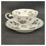 Vintage Lefton China 3 Footed Teacup & Saucer