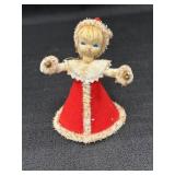 Vtg Christmas Red Felt doll ornament