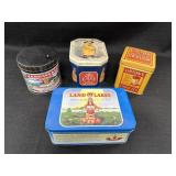 4 vtg & vtg-look collectible tins - J.A. Folger &