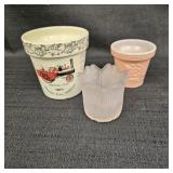 (3) Vintage Pink & Gold Pots/ Candle Holders
