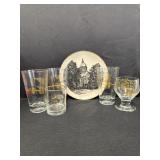Notre Dame Plate & Glass Cups