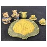 Miniature Decorative resin Tea Set Bears & Corn